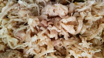 close up of shredded chicken photo