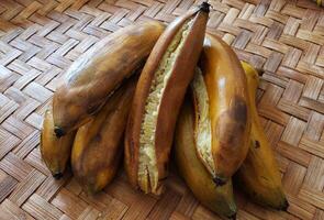 close up of indonesian snack called steamed banana photo