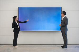 Business presentation with blank screen for concepts photo