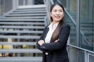 Confident businesswoman in urban setting photo