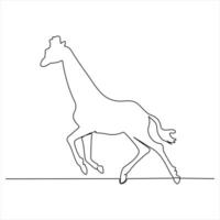 Continuous single line drawing of a giraffe animal concept single line draw design illustration vector