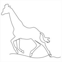 Continuous single line drawing of a giraffe animal concept single line draw design illustration vector