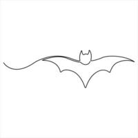 Continuous single line art bat drawing outline illustration vector
