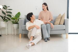 Affectionate couple enjoying quality time at home photo