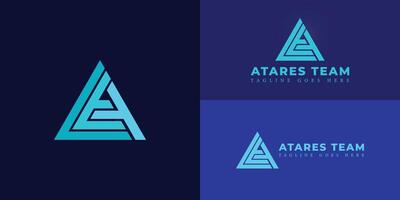 Abstract initial triangle letter AT or TA logo in blue cyan color isolated on multiple background colors. The logo is suitable for rescue team company logo design inspiration templates. vector