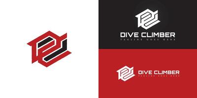 Abstract initial hexagon letter DC or CD logo in red-black color isolated on multiple background colors. The logo is suitable for concrete construction company logo design inspiration templates. vector