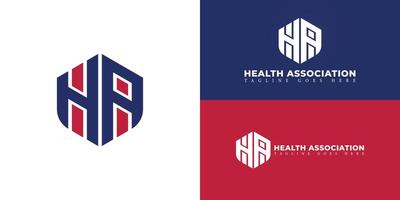 Abstract initial hexagon letter FD or DF logo in red-blue color isolated on multiple background colors. The logo is suitable for health association business logo design inspiration templates. vector