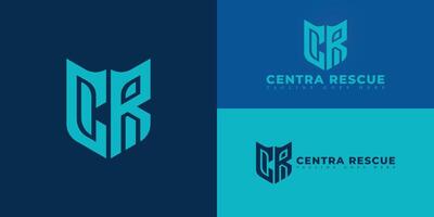 Abstract initial hexagon letter CR or RC logo in blue color isolated on multiple background colors. The logo is suitable for emergency app business company logo design inspiration templates. vector