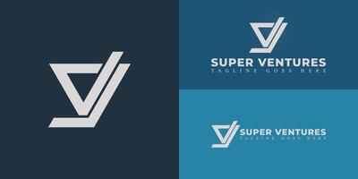 Abstract initial letter SV or VS logo in silver-white color isolated on multiple background colors. The logo is suitable for venture capital business company logo design inspiration templates. vector