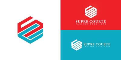 Abstract initial hexagon letter SC or CS logo in blue-red color isolated on multiple background colors. The logo is suitable for property law firm company logo design inspiration templates. vector