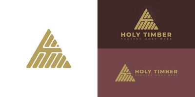 Abstract initial triangle letter HT or TH logo in luxury gold color isolated on multiple background colors. The logo is suitable for interior construction company logo design inspiration templates. vector
