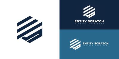 Abstract initial hexagon letter ES or SE logo in deep blue color isolated on multiple background colors. The logo is suitable for business and finance company logo design inspiration templates. vector