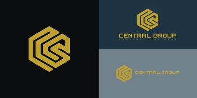 Abstract initial hexagon letter CG or GC logo in luxury gold color isolated on multiple background colors. The logo is suitable for commercial construction company logo design inspiration templates. vector