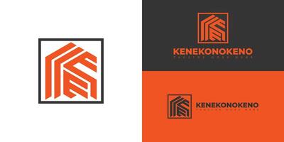 Abstract initial hexagon letter KE or EK logo in orange color isolated on multiple background colors. The logo is suitable for adventure travel agency company logo design inspiration templates. vector