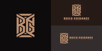 Abstract initial rectangle letter BG or GB logo in luxury gold color isolated on multiple background colors. The logo is suitable for home furnishing business logo design inspiration templates. vector
