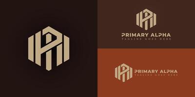 resumen inicial hexágono letra Pensilvania o ap logo en lujo oro color aislado en múltiple antecedentes colores. el logo es adecuado para maestría de negocio logo diseño inspiración plantillas. vector