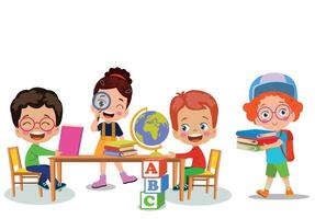 back to school school classroom and cute happy studentsback to school school classroom and cute happy students vector