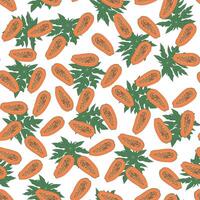 Seamless papaya pattern. Fashionable summer background. illustration in flat hand drawn style. print on fabric or wallpaper. vector