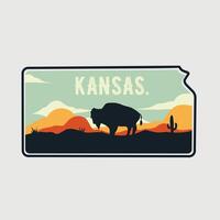 Kansas meadow with cow in sunset view perfect for print, apparel, sticker, etc vector