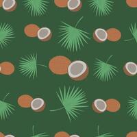 Seamless pattern with coconut. Coconut. illustration in flat style. Summer season. Cute minimalistic pattern. For textiles and packaging. Isolated background vector