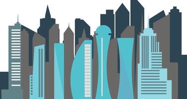 Monotone Cityscape Illustration Featuring a Detailed Urban Background with Skyscrapers and Buildings Highlighting the Elegance and Simplicity of City Life in a Minimalistic Artistic Style vector