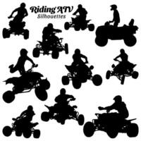 Set of riding atv silhouettes vector