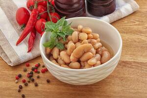 Whinte canned kidney beans in the bowl photo