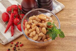 Whinte canned kidney beans in the bowl photo