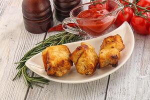 Chicken breast shashlik - grilled meat photo