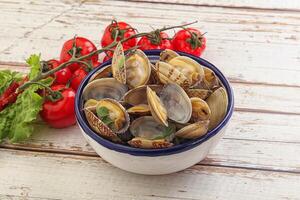 Vongole shellfish mollusc clem with butter photo