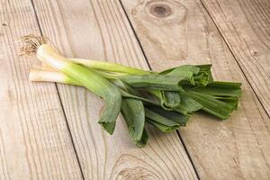 Natural raw organic green leek photo