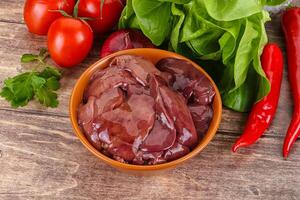 Raw chicken liver for cooking photo