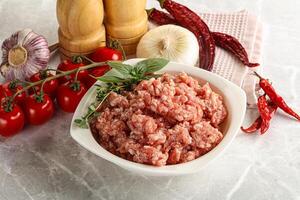 Raw minced pork uncooked meat photo