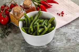 Vegan cuisine - boiled green bean photo