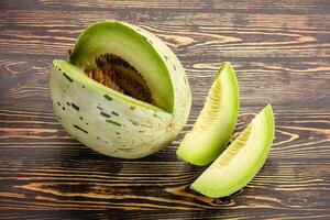 Ripe sweet and juicy dalmatian melon photo