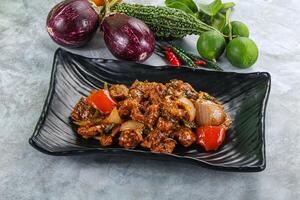 Asian cuisine - prawn in chili sauce photo