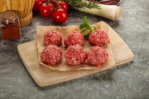 Raw beef meatball minced meat photo