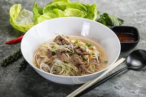 Vietnamese traditional soup Pho Bo with beef photo