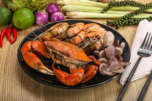 Luxury seafood mix - crab, prawn, octopus photo