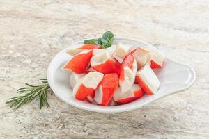 Crab meat surimi in the bowl photo