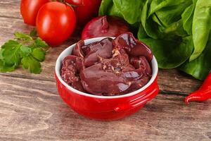 Raw chicken liver for cooking photo