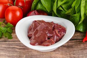 Raw chicken liver for cooking photo