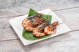 Cooked tiger prawn in the pate photo