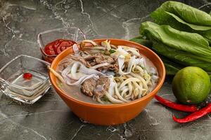 Vietnamese soup Pho Bo with beef photo