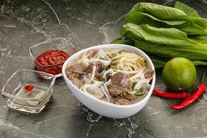 Vietnamese soup Pho Bo with beef photo