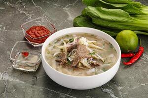 Vietnamese soup Pho Bo with beef photo