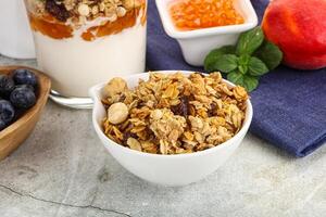 Granola museli cereal for breakfast photo