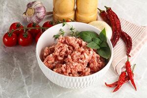 Raw minced pork uncooked meat photo