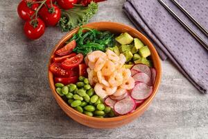 Hawaian cuisine - Poke with cocktail shrimps photo