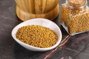 Mustard dry seeds in the bowl photo